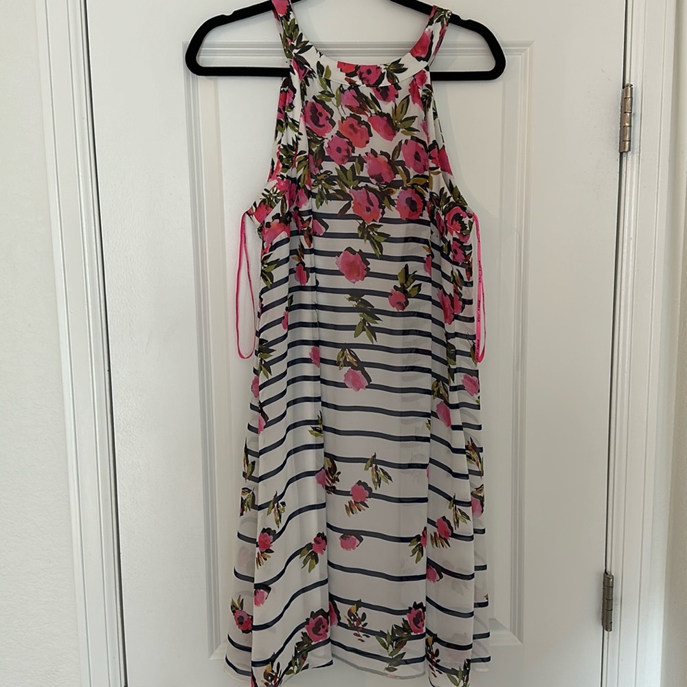 Mid Length Floral/Striped Betsey Johnson Dress